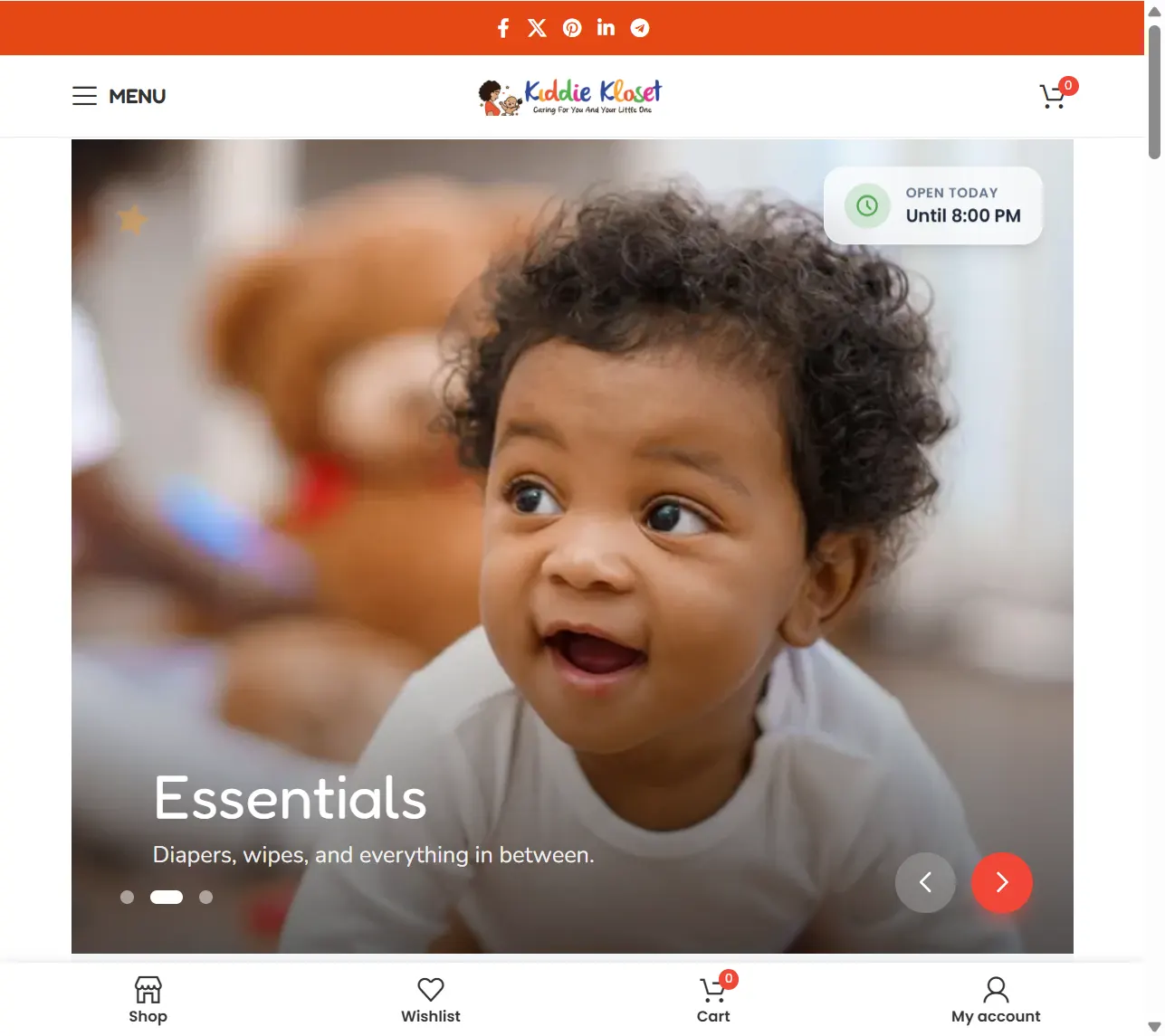 E-commerce Web Design - Kiddie Kloset